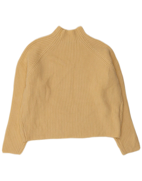 ZARA Womens Crop Oversized Turtle Neck Jumper Sweater UK 10 Small Yellow