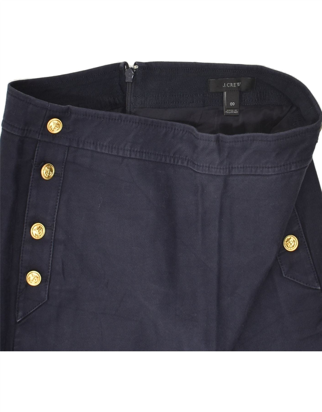 J. CREW Womens Straight Skirt US 00 2XS W28  Navy Blue Cotton | Vintage J. Crew | Thrift | Second-Hand J. Crew | Used Clothing | Messina Hembry 