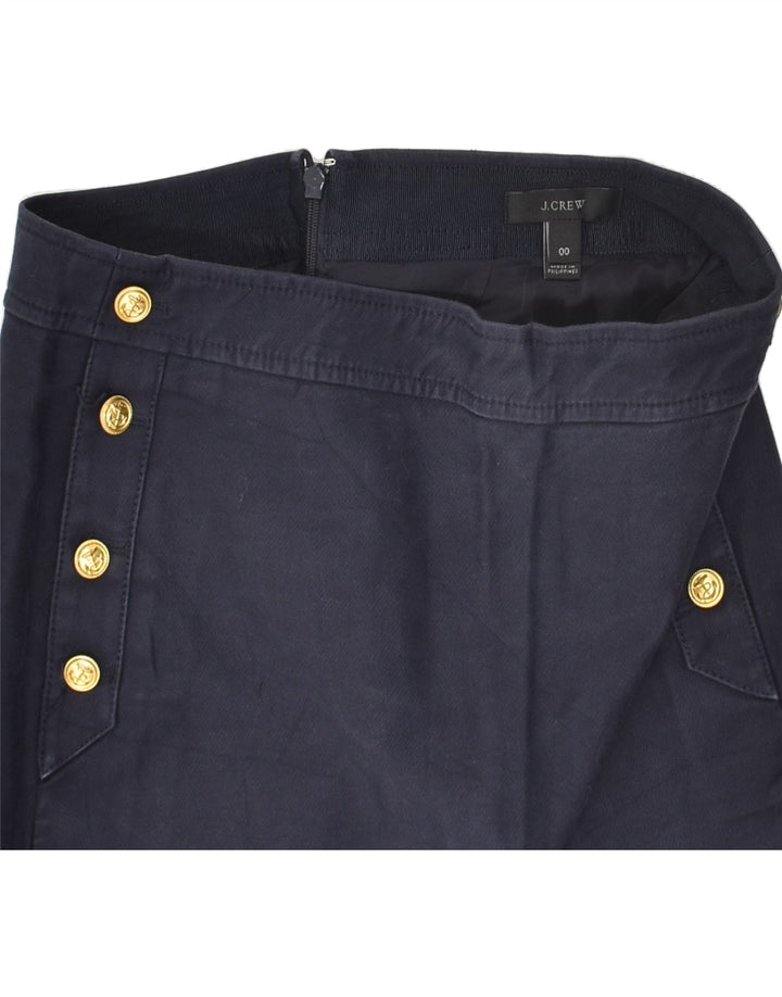 J. CREW Womens Straight Skirt US 00 2XS W28  Navy Blue Cotton | Vintage J. Crew | Thrift | Second-Hand J. Crew | Used Clothing | Messina Hembry 