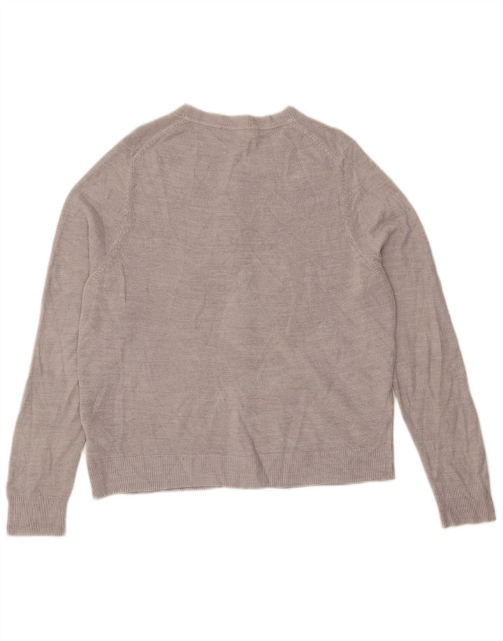 Marks & Spencer Dame Cardigan Sweater UK 14 Stor Grå Akryl