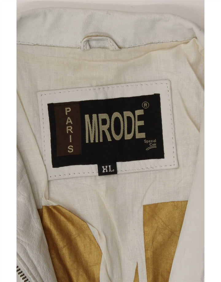 Vintage dame biker læderjakke UK 18 XL hvidt læder