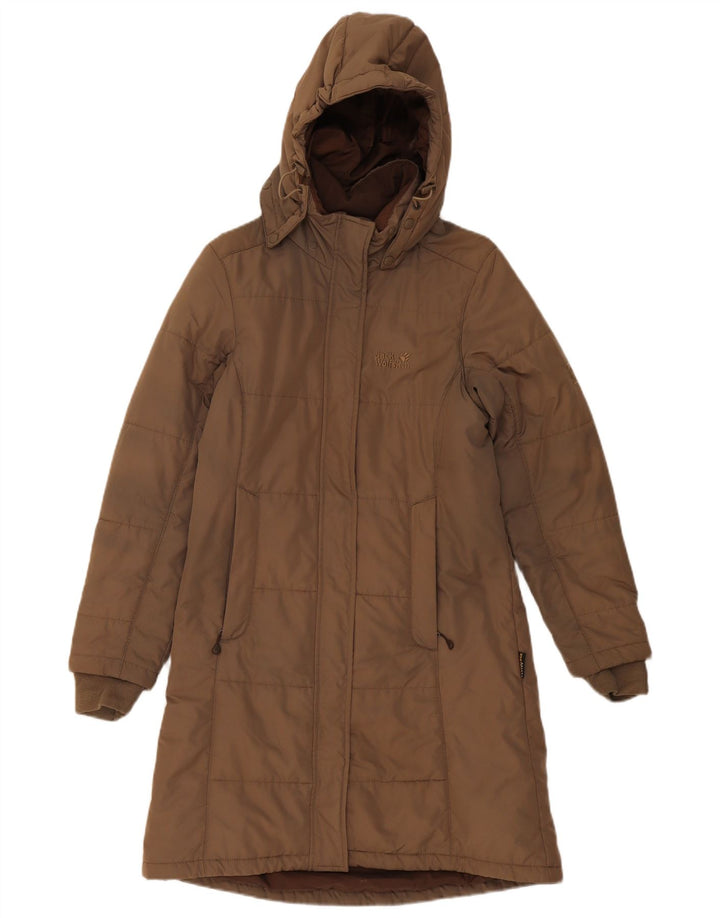 Jack Wolfskin Dame Hætte Polstret Frakke UK 8 Lille brun polyester