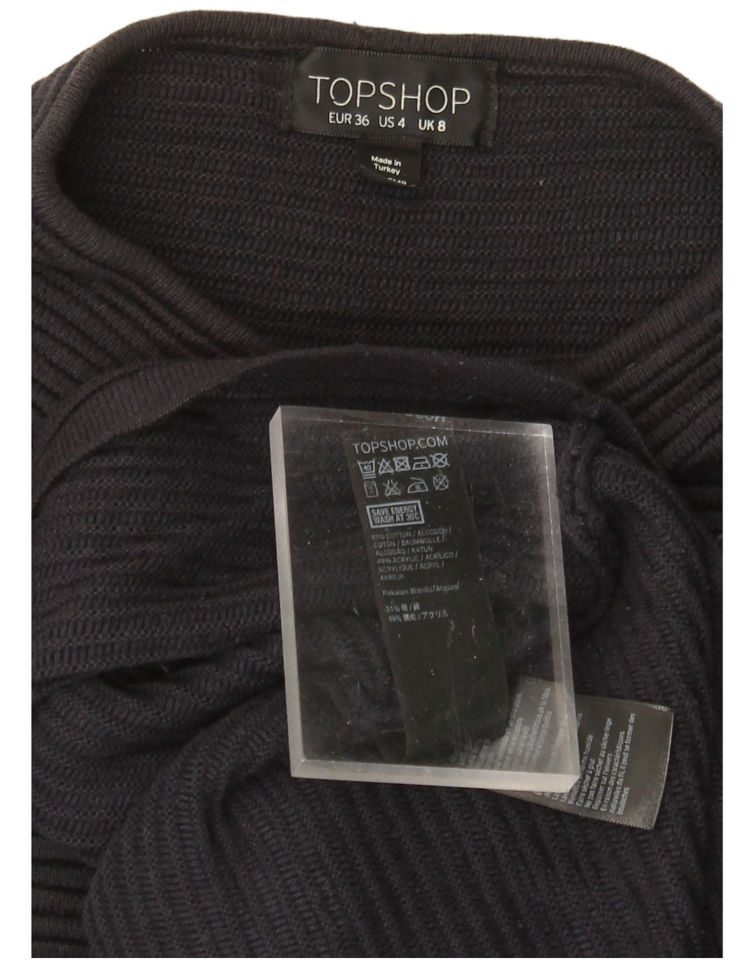 TOPSHOP Dame Oversized Turtle Neck Jumper Sweater UK 8 Small Navy Blue