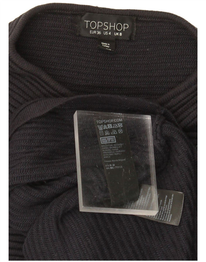 TOPSHOP Dame Oversized Turtle Neck Jumper Sweater UK 8 Small Navy Blue