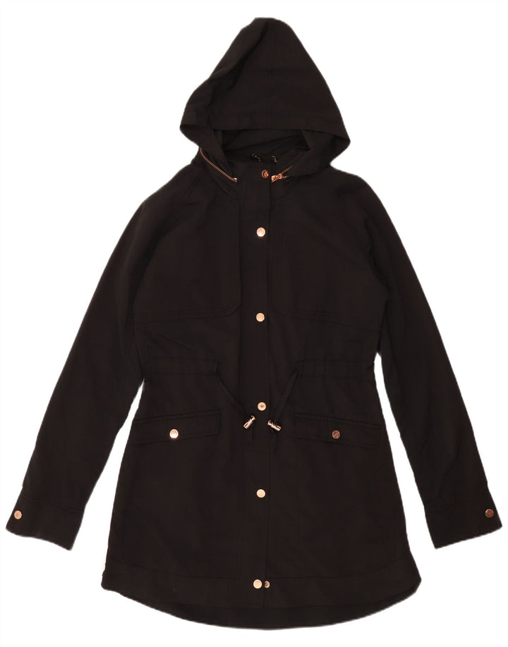 Ted Baker Dame Hætte Oversized Parka Jakke Størrelse 1 XS Sort Polyester