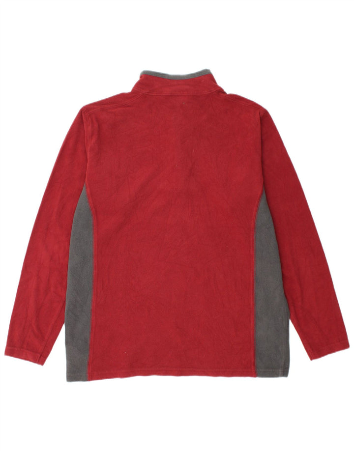 COLUMBIA Mens Zip Neck Fleece Jumper Medium Red Colourblock Polyester