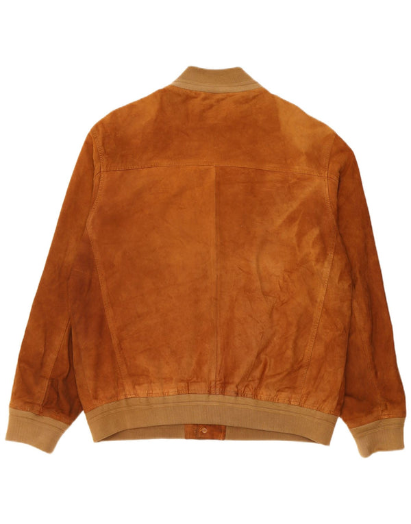 Project Classico Herre Ruskind Bomber Jacket UK 42 XL Brunt Læder