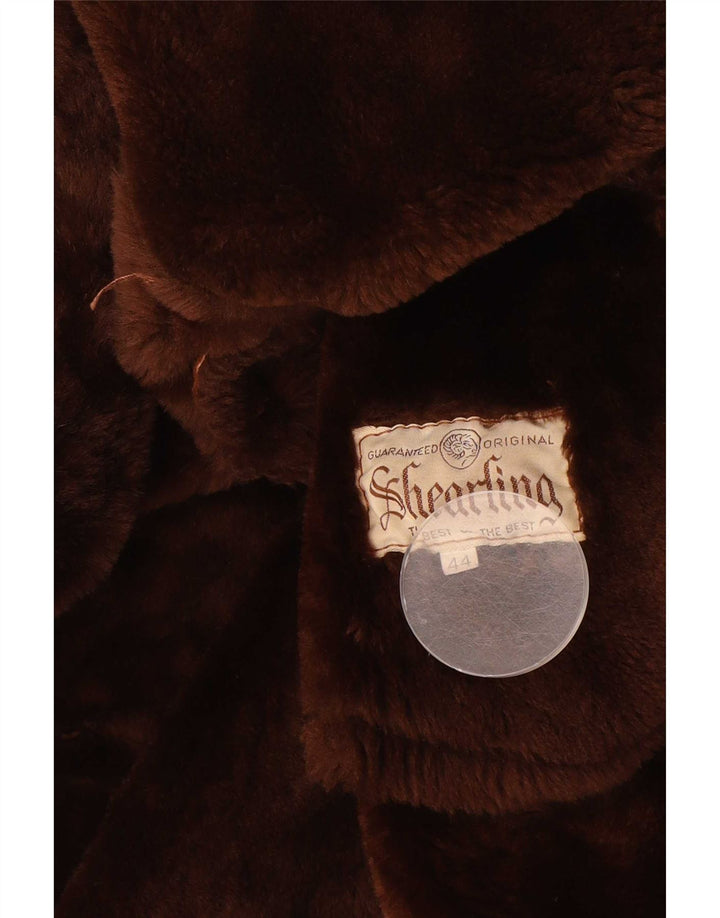 Vintage Dame Oversized Shearling Coat IT 44 Medium Brun