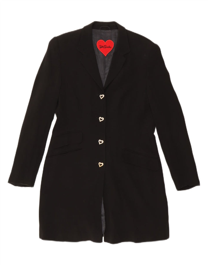 Betty Barclay Dame 4 Knapper Longline Blazer Jacket UK 12 Medium Sort