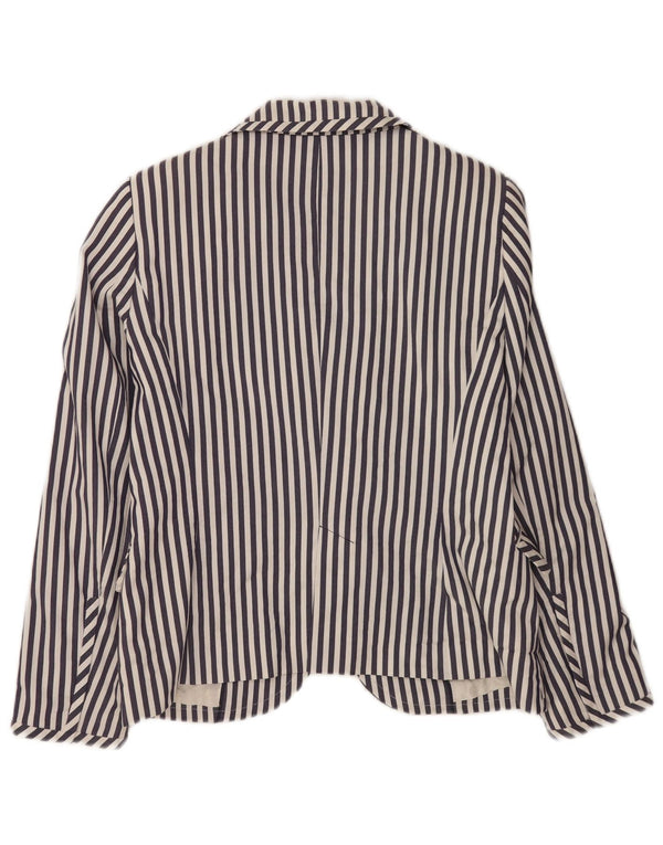 Zara Dame 2-knaps blazerjakke UK 18 XL marineblå stribet