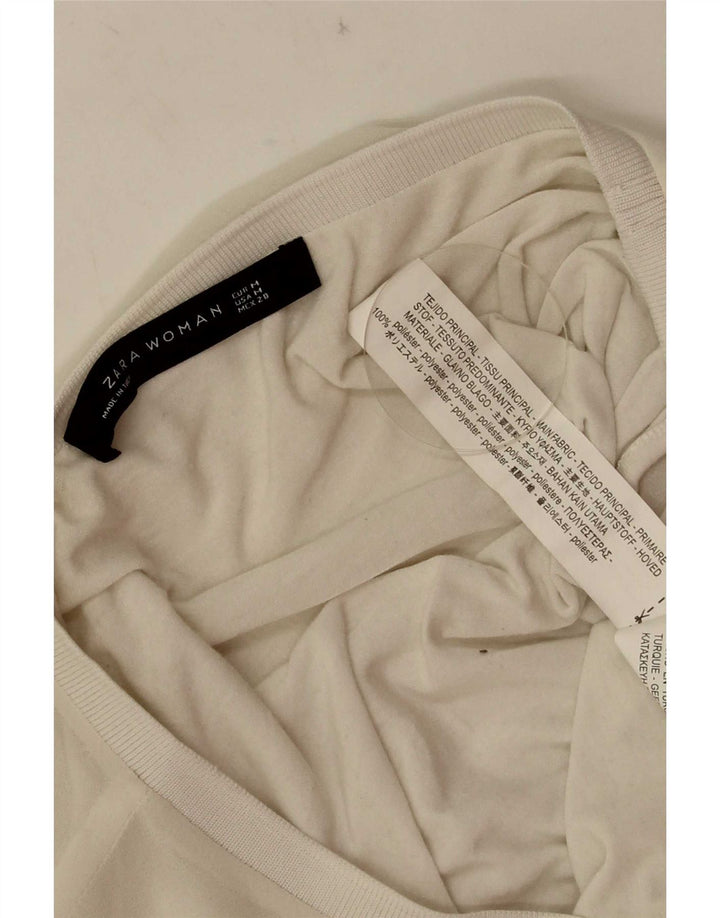 Zara Dame Oversized Bluse Top UK 14 Medium White Polyester