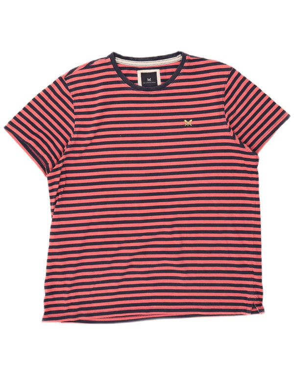 Crew Clothing Herre Kortærmet Regular T-Shirt Top 2XL Pink Stribet Bomuld
