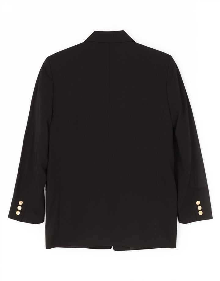 Marks & Spencer Dame Dobbeltradet Blazer Jakke Størrelse 14 Sort New Wool