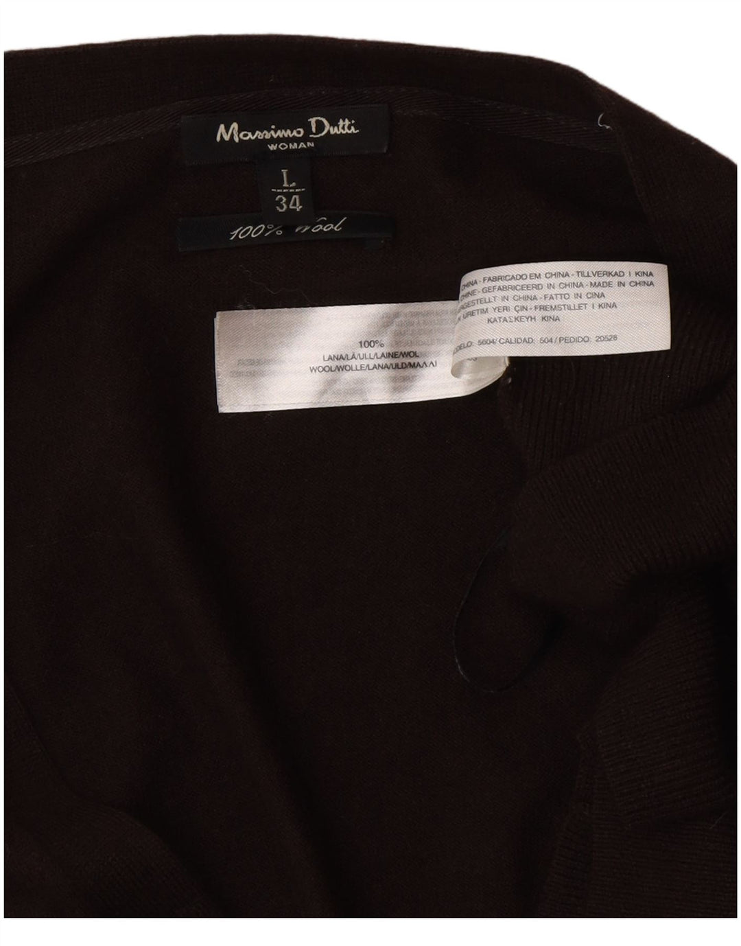 Massimo Dutti Dame Longline Cardigan Sweater UK 14 Stor Brun Uld