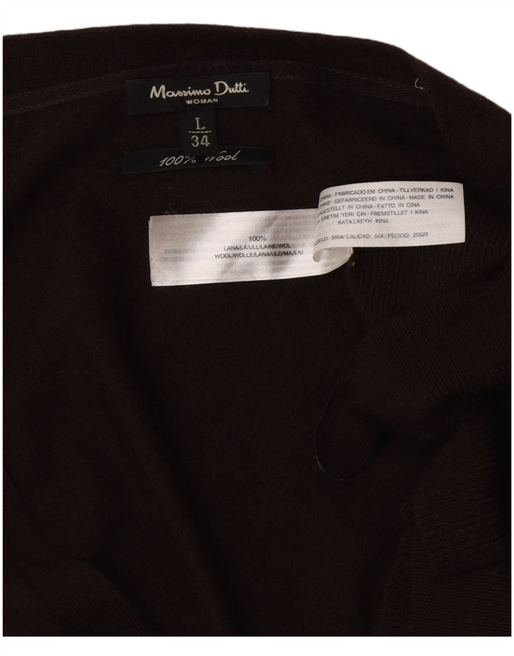 Massimo Dutti Dame Longline Cardigan Sweater UK 14 Stor Brun Uld