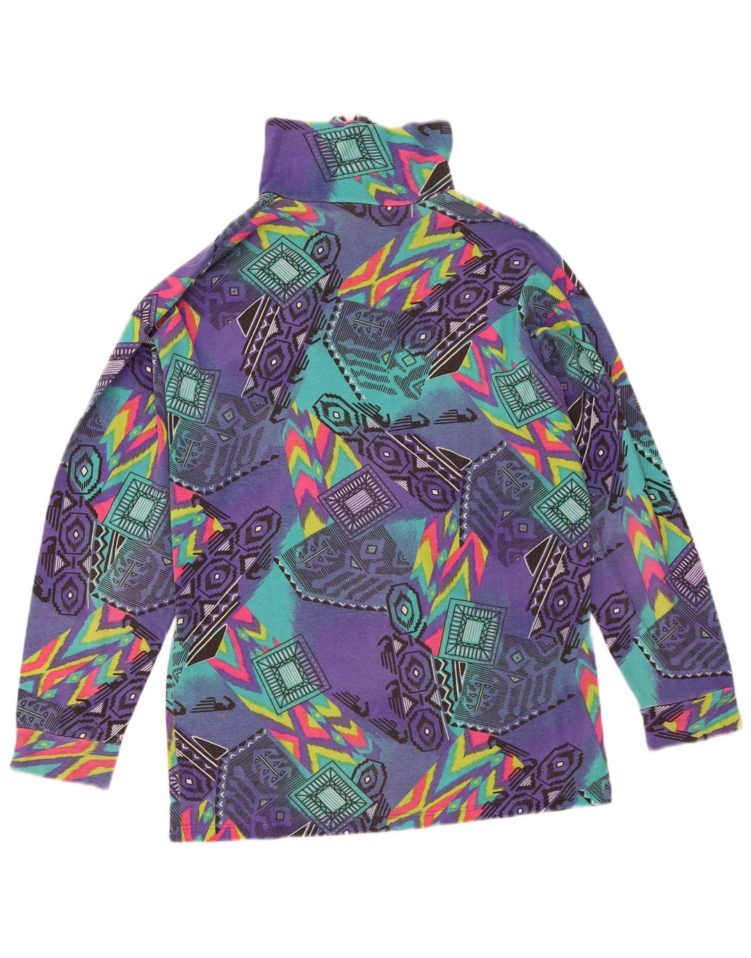 Medico Herre Zip Neck Grafisk Top Langærmet EU 48 Medium Lilla Geometrisk