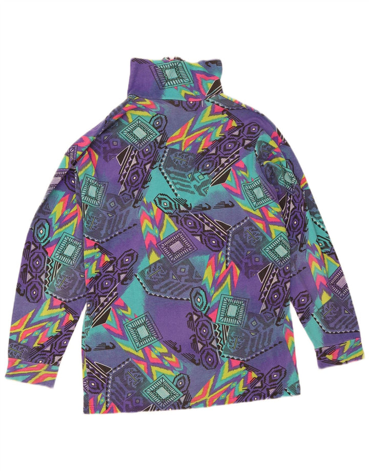Medico Herre Zip Neck Grafisk Top Langærmet EU 48 Medium Lilla Geometrisk