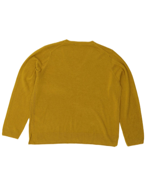Marks & Spencer Dame V-hals sweater UK 18 XL Gul Akryl