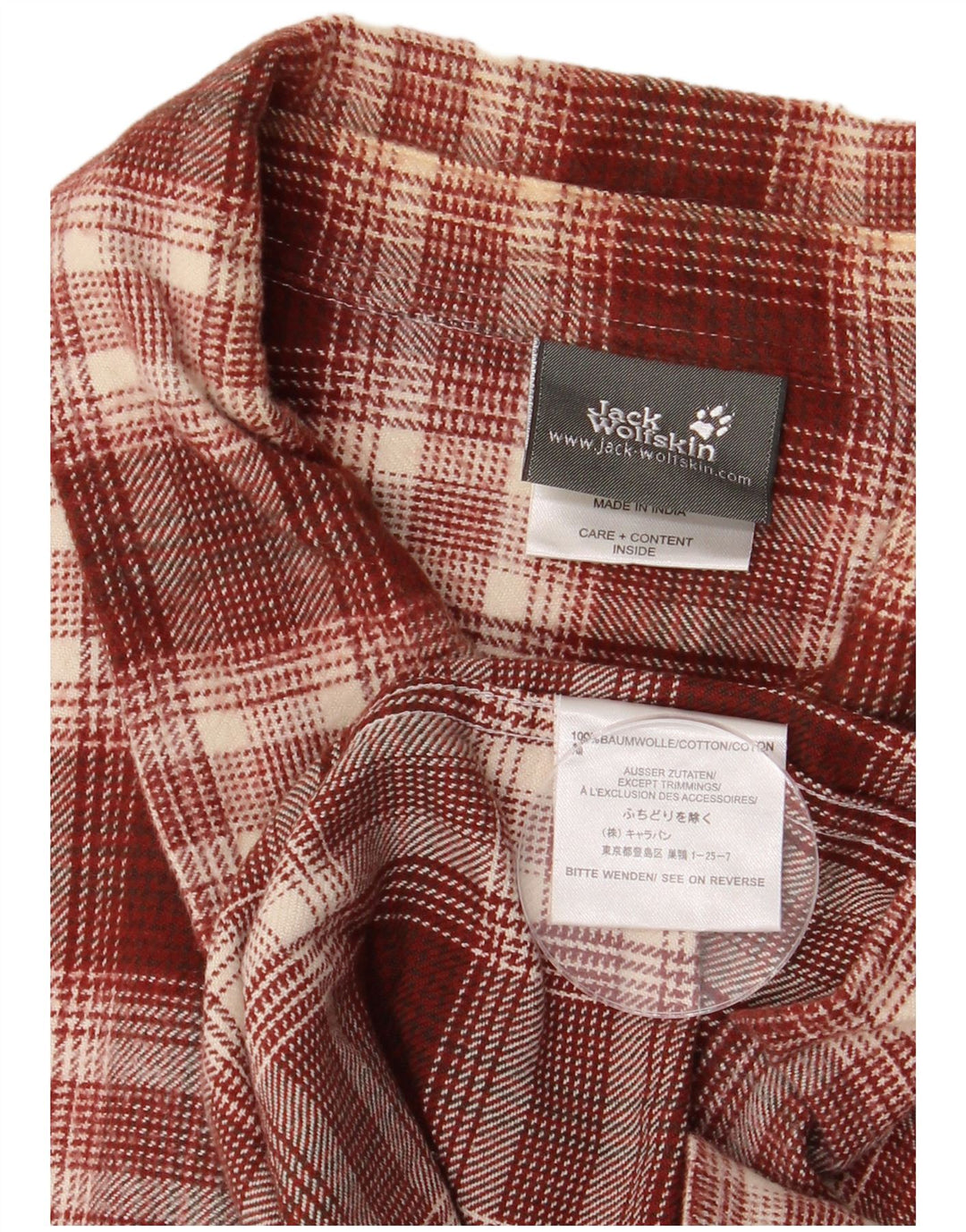 Jack Wolfskin Herre Flannel Shirt XL Bourgogne ternet bomuld