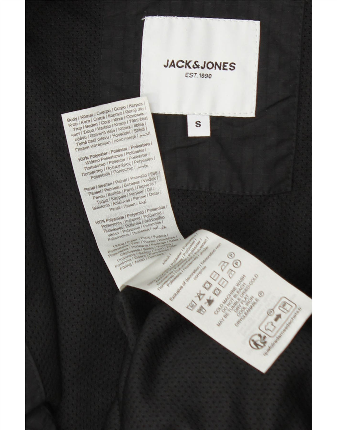 JACK & JONES Mens Fleece Jacket UK 36 Small Black Colourblock Polyamide Vintage Jack & Jones and Second-Hand Jack & Jones from Messina Hembry 