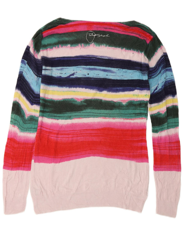 Desigual Dame Boat Neck Jumper Sweater UK 18 XL Flerfarvet Stribet