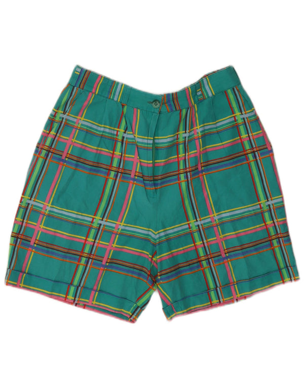 KENZO højtaljede chinoshorts til kvinder EU 42 Large W30 grøn plaid bomuld