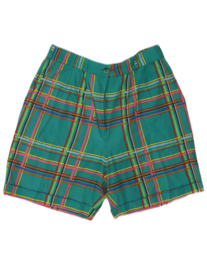 KENZO højtaljede chinoshorts til kvinder EU 42 Large W30 grøn plaid bomuld