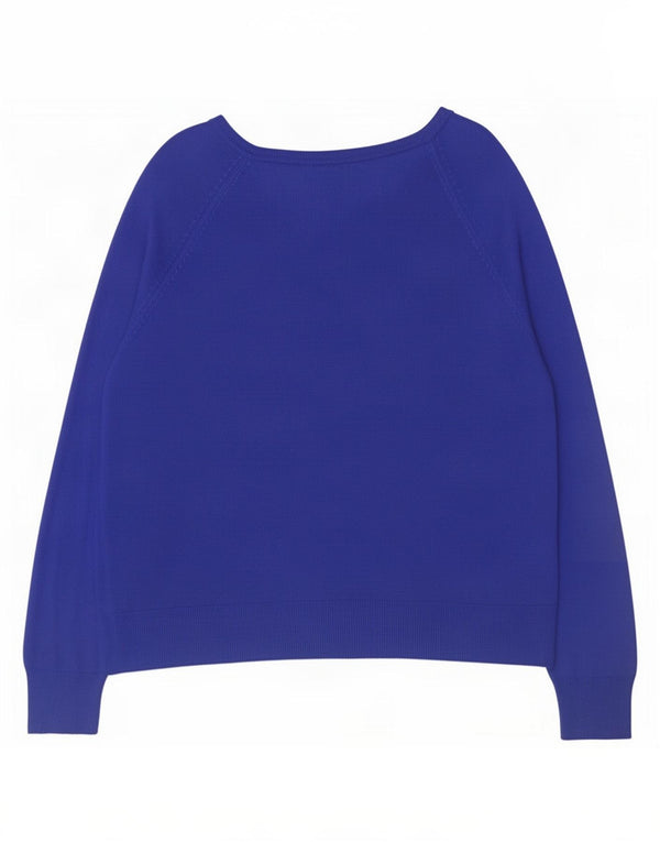 Zara Dame Boat Neck Jumper Sweater UK 16 Large Blue Viscose