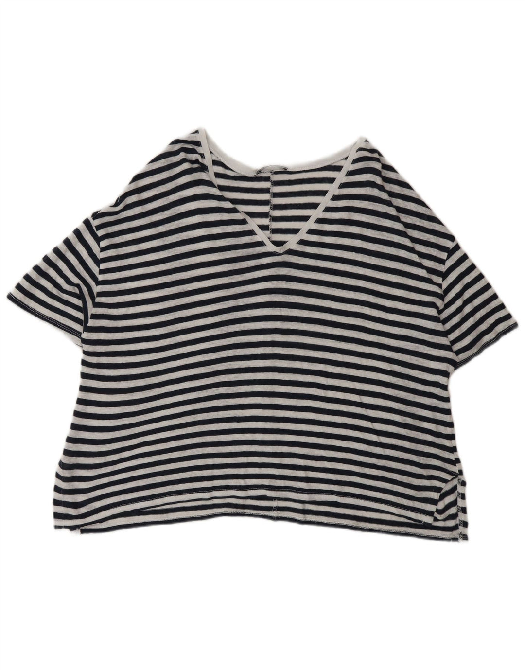 Zara Dame Oversized T-Shirt Top UK 14 Medium Sort Nålestribe