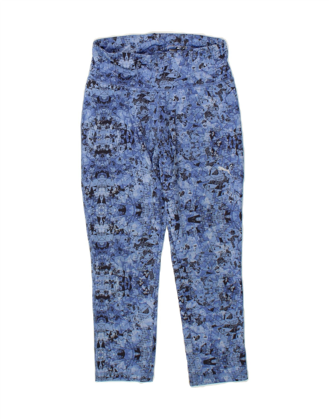 PUMA Womens Capri Leggings UK 10 Small  Blue Geometric Vintage Puma and Second-Hand Puma from Messina Hembry 
