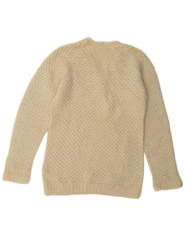 Vintage Dame V-hals sweater UK 16 Stor Beige