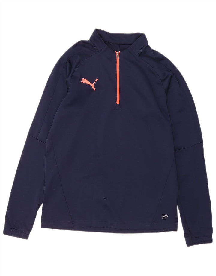 Puma Herre Zip Neck Pullover Træningsdragt Top Small Navy Blue