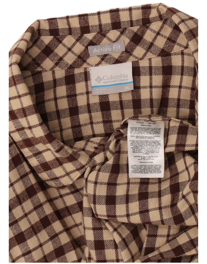 Columbia Active Flannel-skjorte til mænd XL Beige ternet bomuld