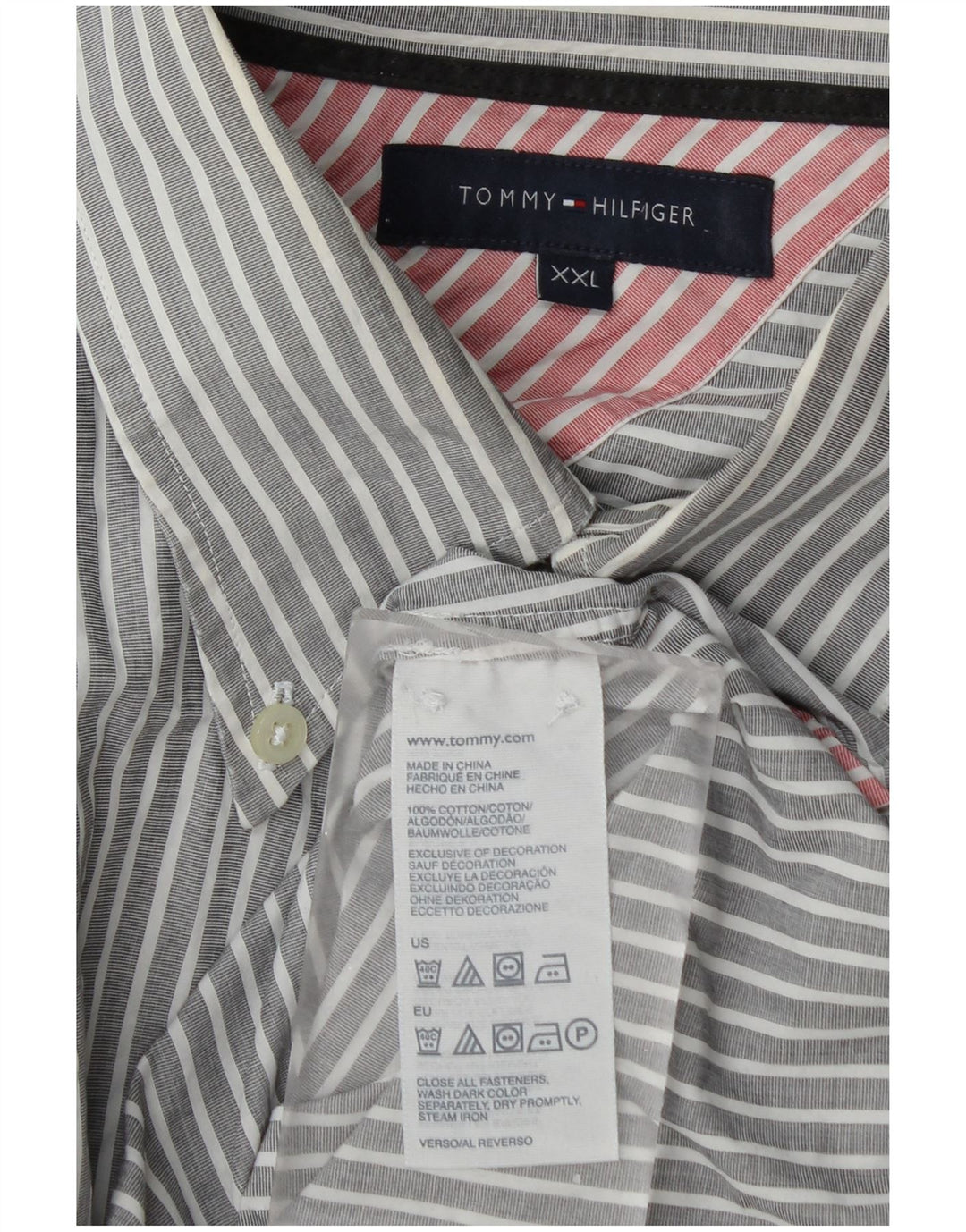 Tommy Hilfiger Herreskjorte 2XL Gråstribet bomuld