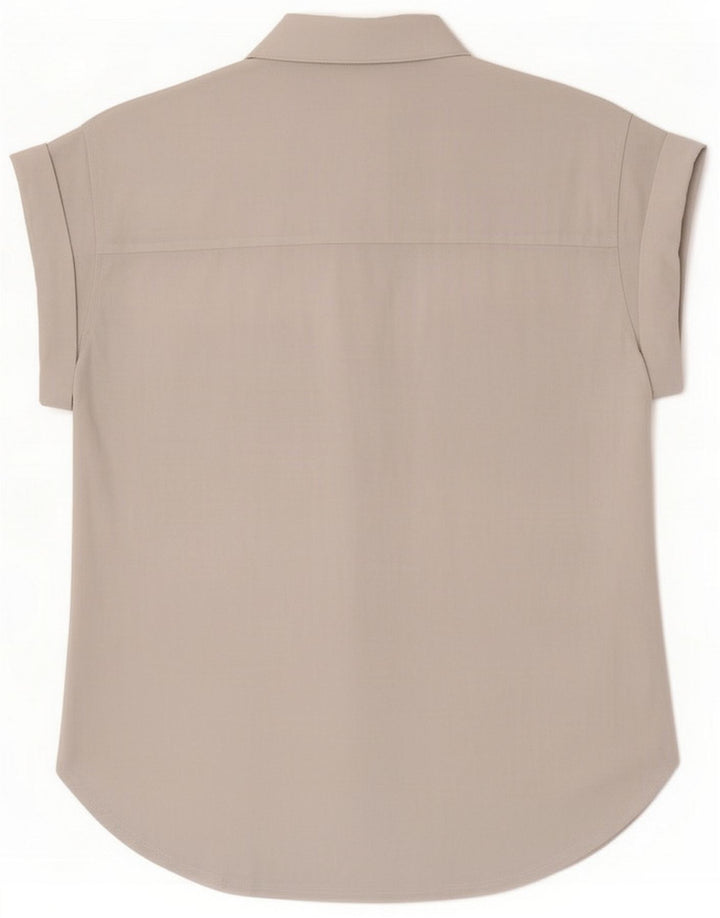 Massimo Dutti Kvinder Kortærmet Oversized Skjortebluse UK 14 Medium Blå