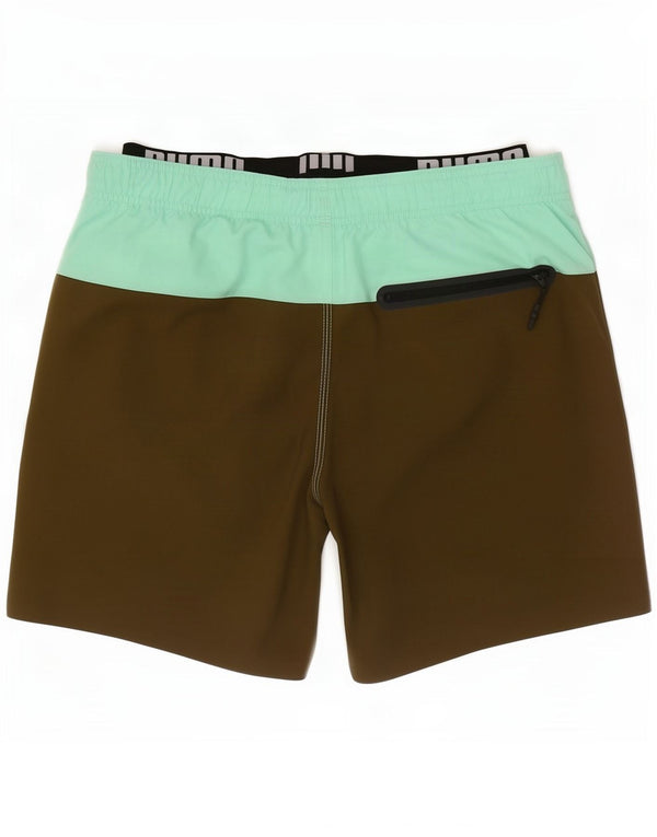 Puma Herre grafiske svømmeshorts XS Khaki Colourblock Polyester