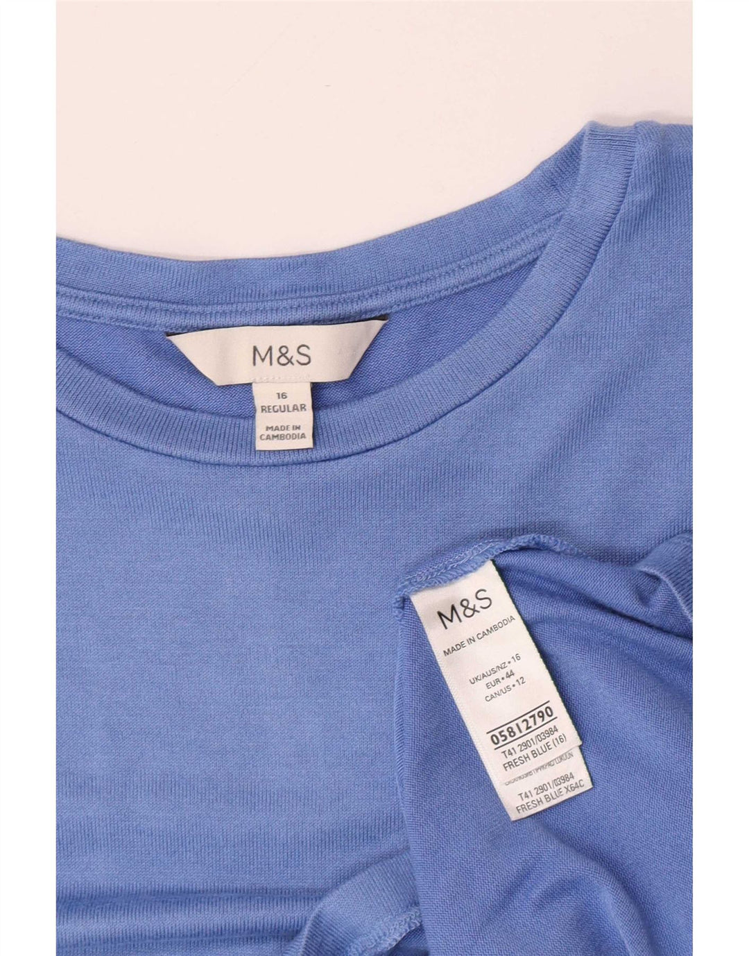 Marks & Spencer Dametop Langærmet UK 16 Large Blue Viscose