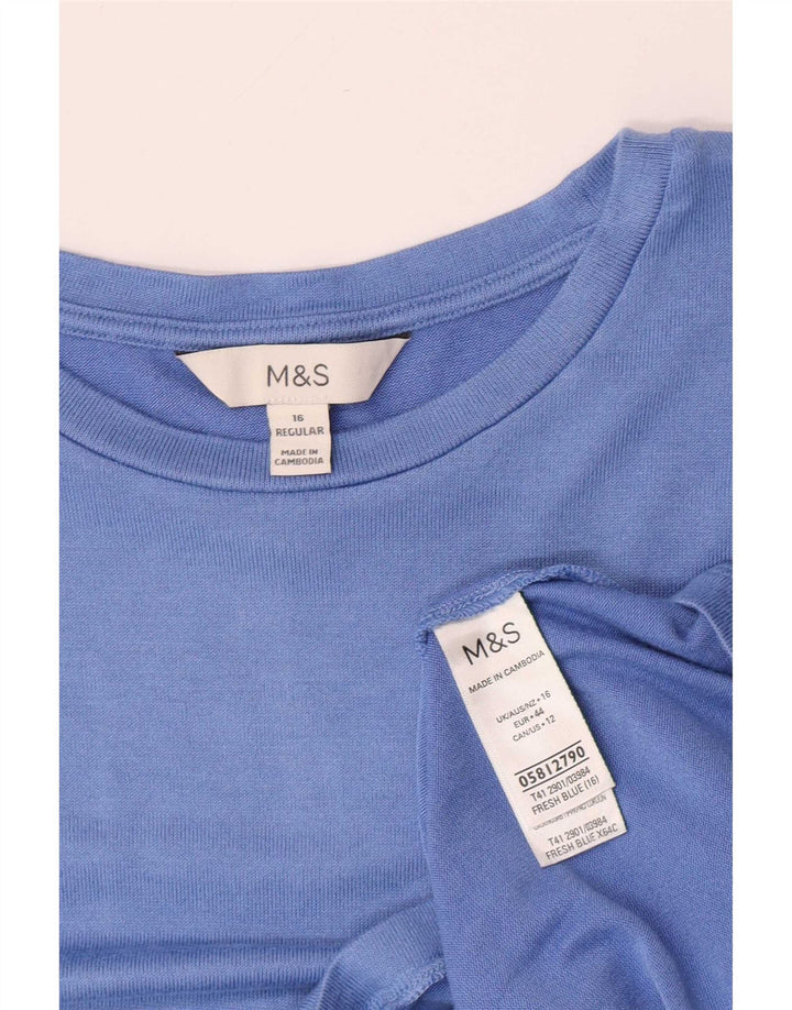 Marks & Spencer Dametop Langærmet UK 16 Large Blue Viscose