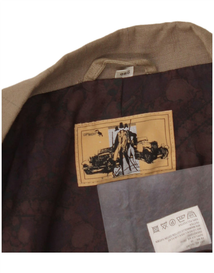 VINTAGE Dobbeltradet blazerjakke til mænd EU 56 3XL brun hør