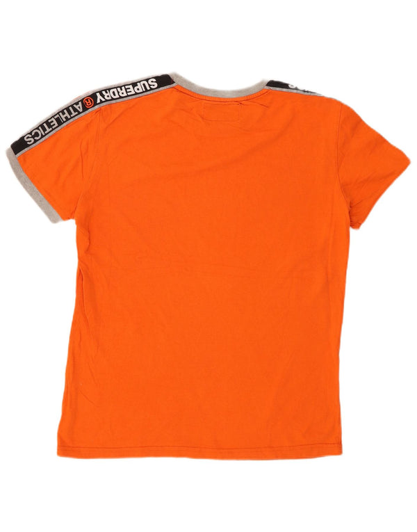 SUPERDRY Herre grafisk T-shirt Top Medium Orange Colourblock Bomuld