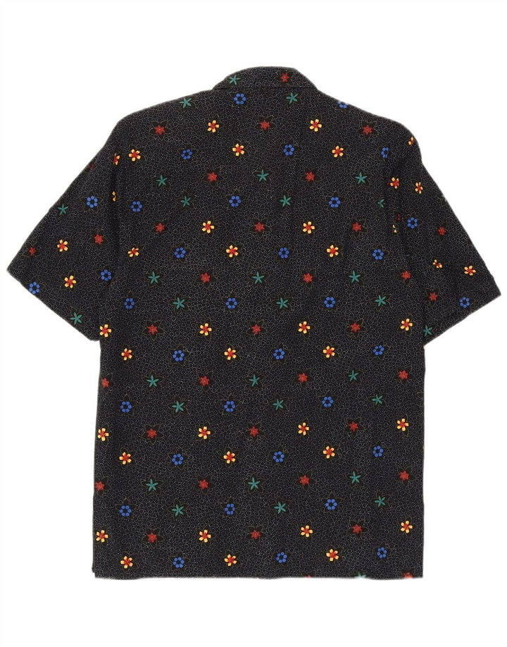LEONARDO Womens Oversized Short Sleeve Shirt UK 10 Small Black Floral