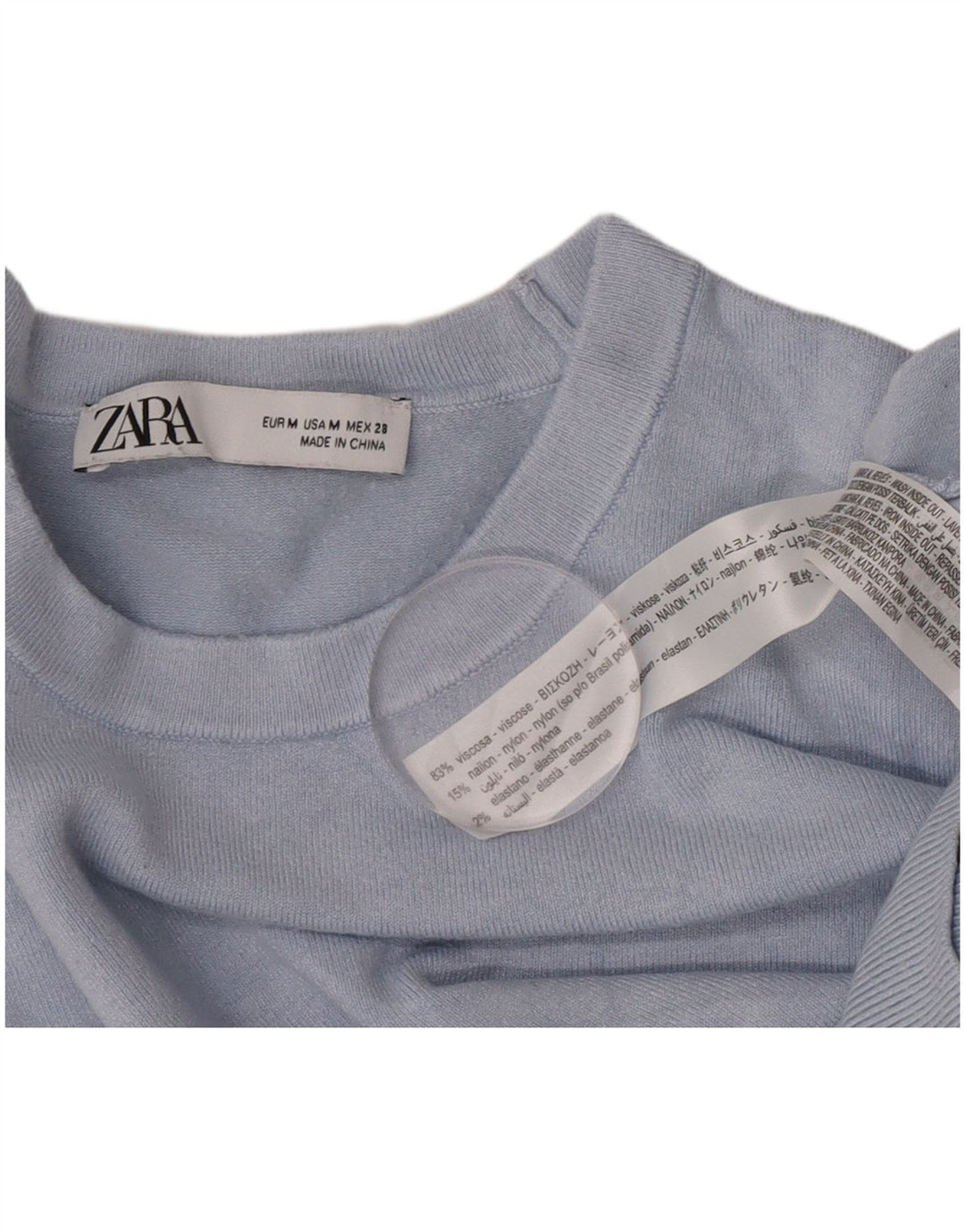 Zara Dame sweater med rund hals DK 12 Medium Blue Viscose