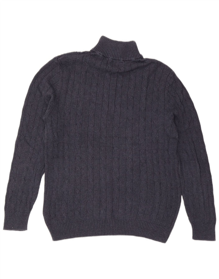 White Stuff Herre Zip Neck Jumper Sweater Medium Navy Blue Bomuld
