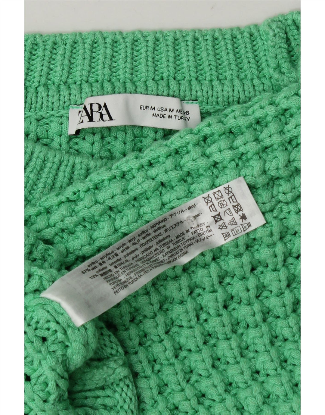 Zara Womens Crop Oversized Crew Neck sweater UK 14 Medium Green