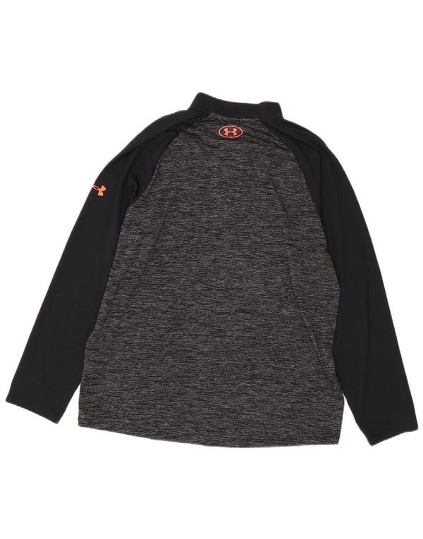 Under Armour Herre Loose Fit Zip Neck Top Langærmet Large Black Flecked
