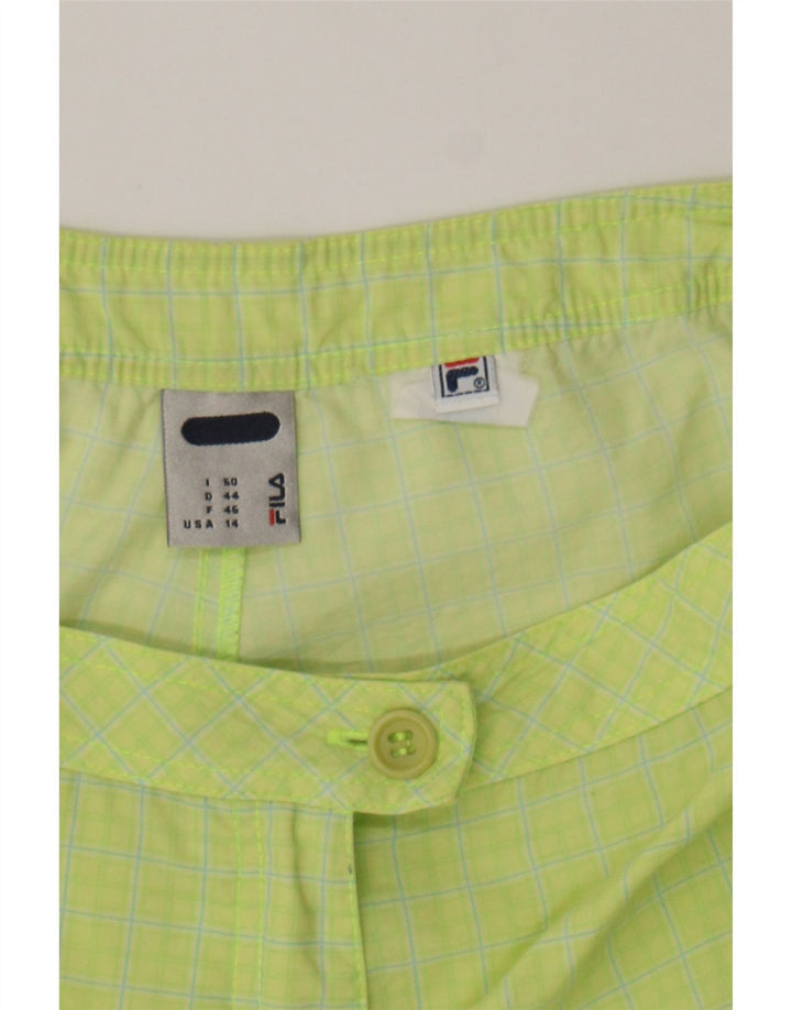 FILA Womens Casual Shorts IT 50 XL W34 Green Check Vintage Fila and Second-Hand Fila from Messina Hembry 