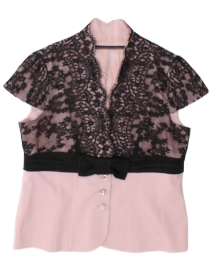 Vintage damebluse Top UK 14 Medium Pink Floral