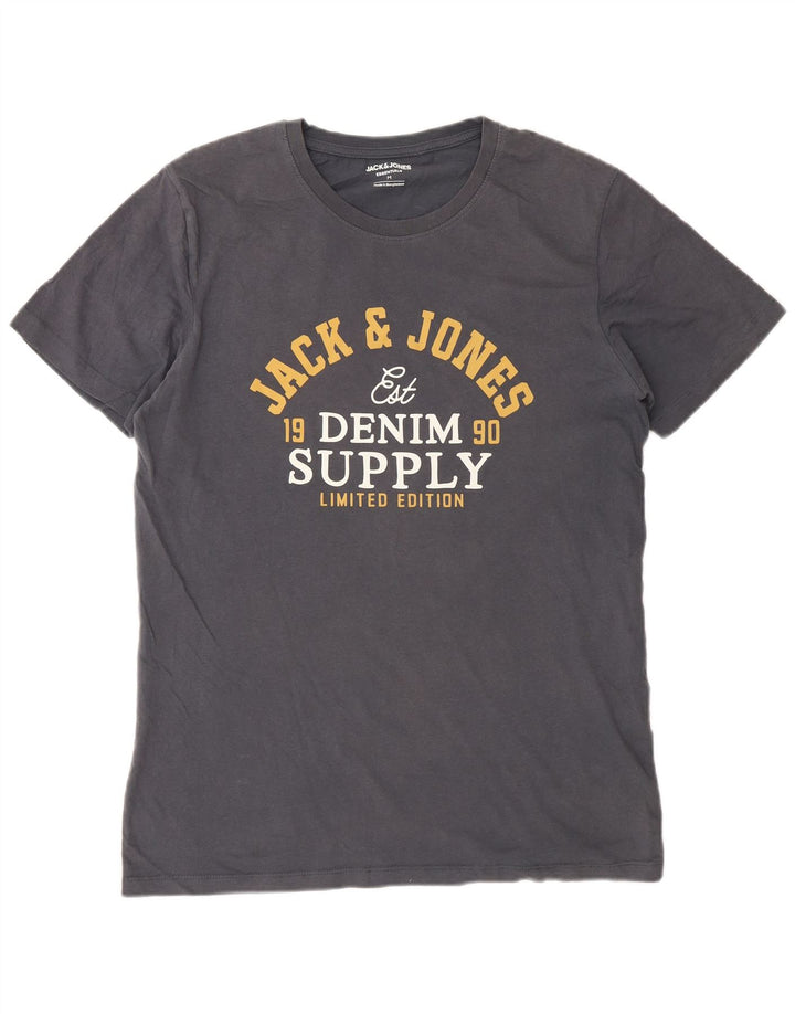 Jack & Jones Herre grafisk T-shirt Top mellemgrå bomuld