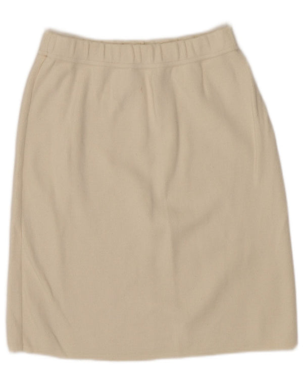 VINTAGE lige nederdel til kvinder UK 6 XS W24 Off White Bomuld