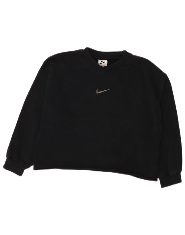 Nike Girls Dri Fit Crop Sweatshirt Jumper 10-11 Years Medium Black Cotton